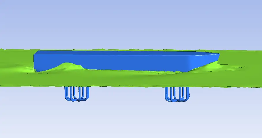Multiphase CFD free-surface result around the catamaran hull