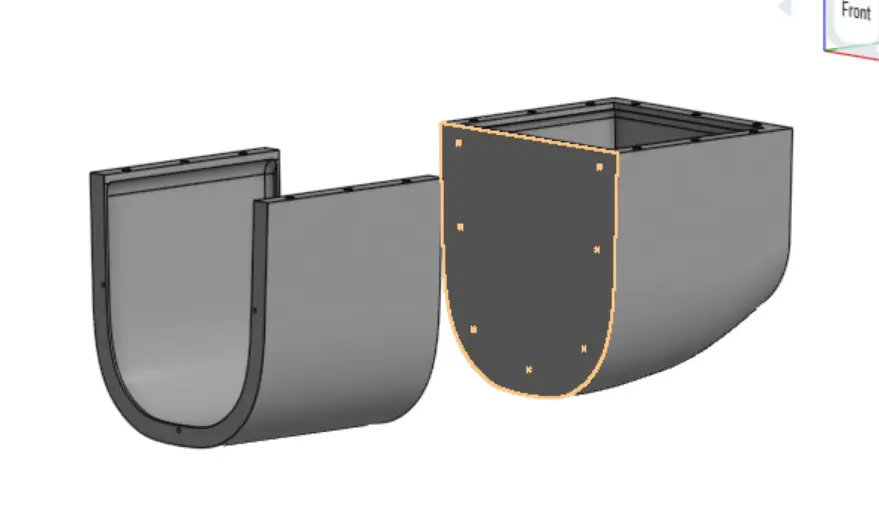 CAD of the modular catamaran hull and redesigned bow