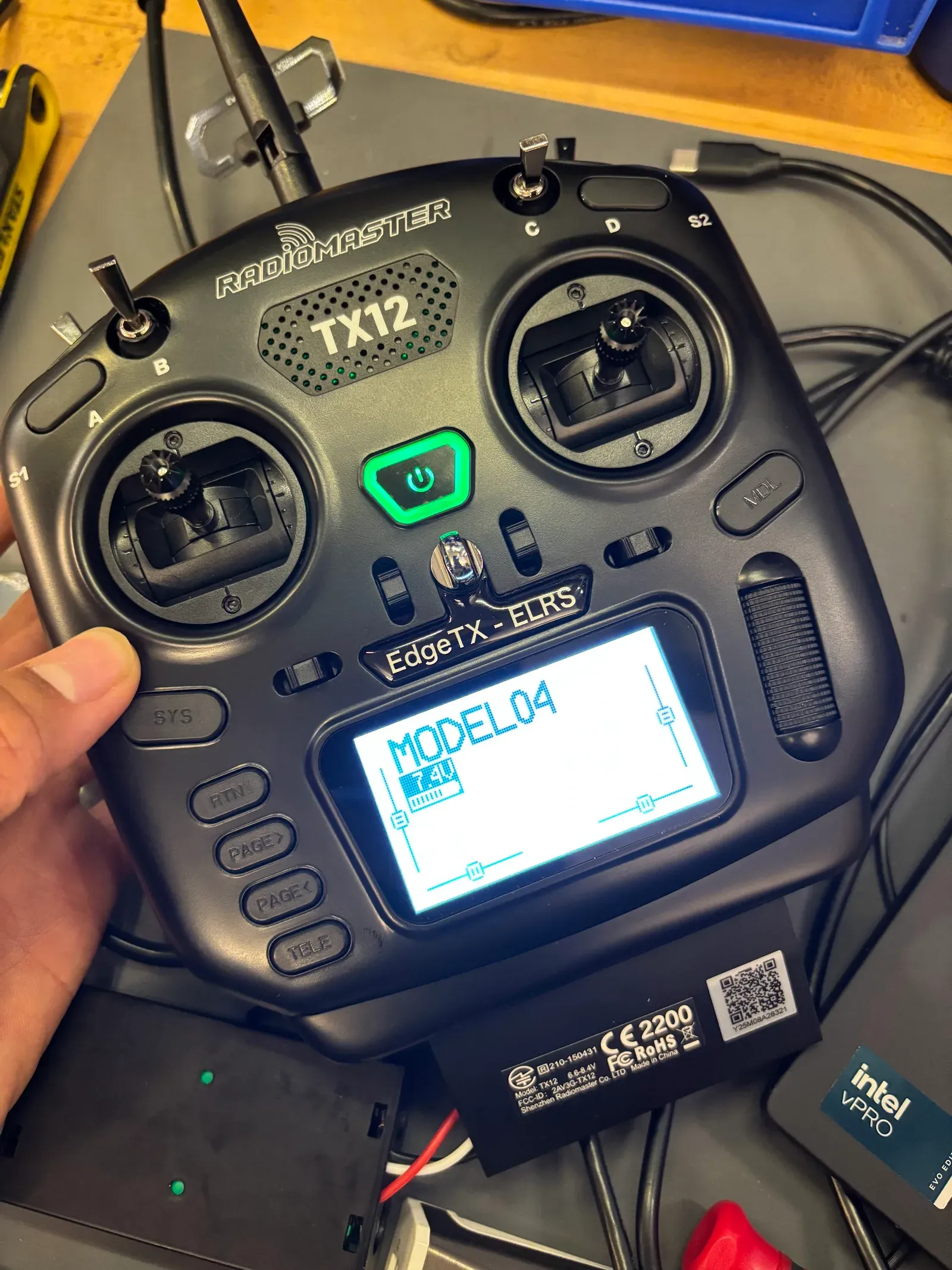 The RadioMaster TX12 transmitter running EdgeTX