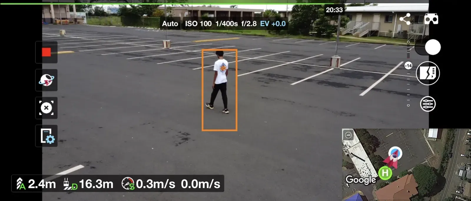 Track Mode locked on a walking subject