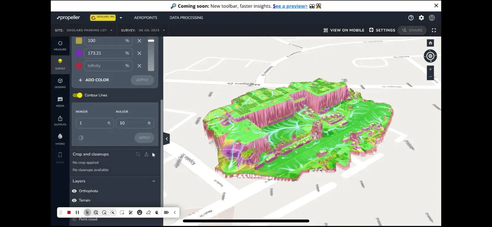 Gradient map of the site in Propeller