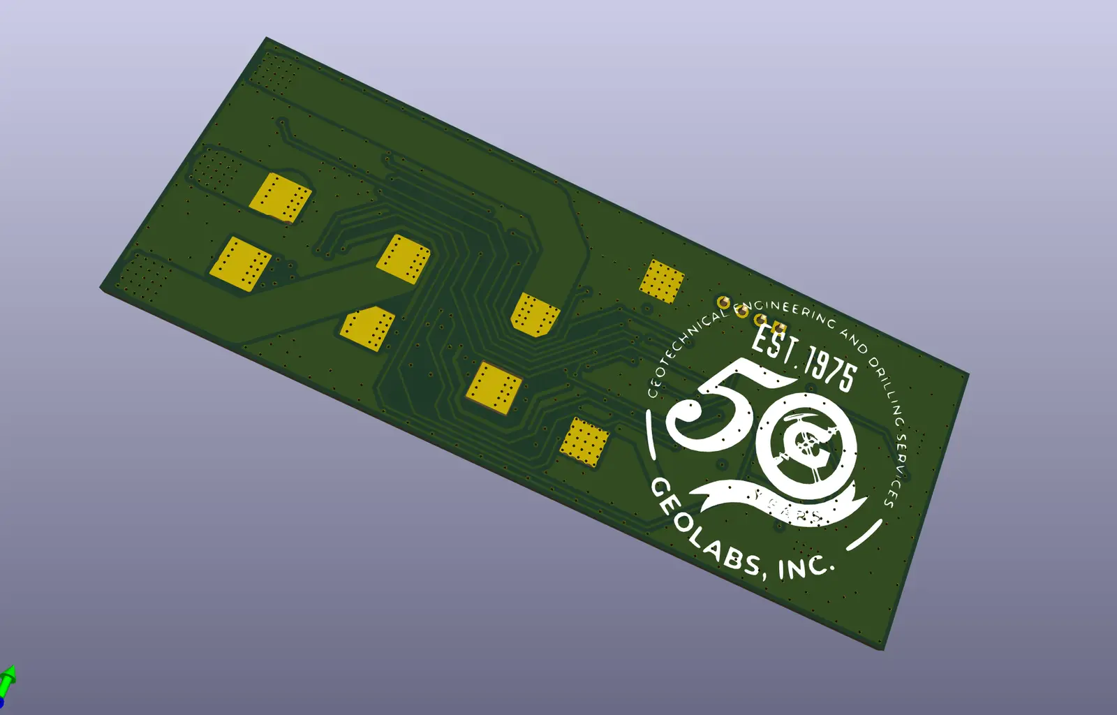 3D render of the four-layer 6S field-oriented-control motor controller PCB