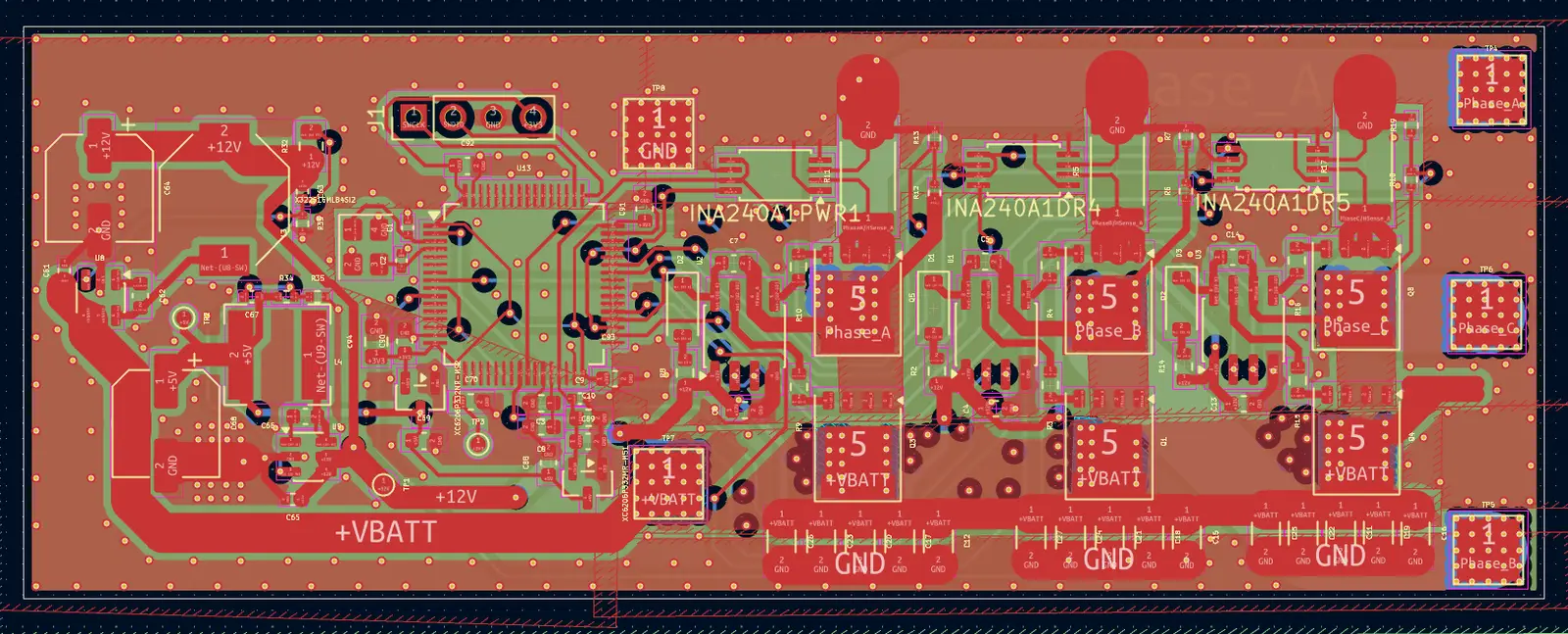 Four-layer PCB copper layout of the motor controller