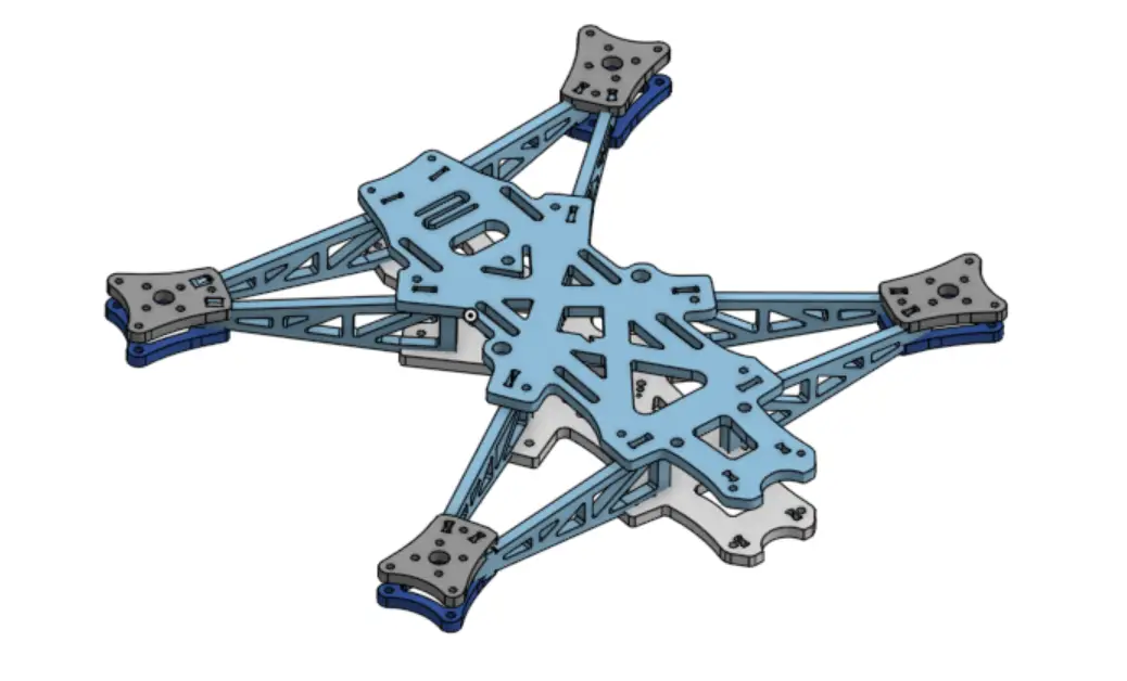 CAD render of the iFlight XL7 Evo carbon-fiber drone frame